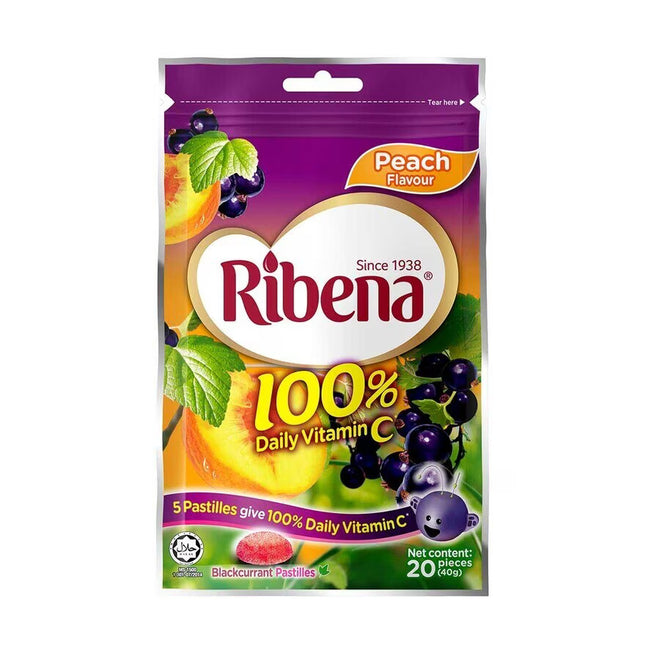 RIBENA Blackcurrant Pastilles (Peach) 20pcs【利賓納】黑加侖子軟糖 20粒 (蜜桃味)