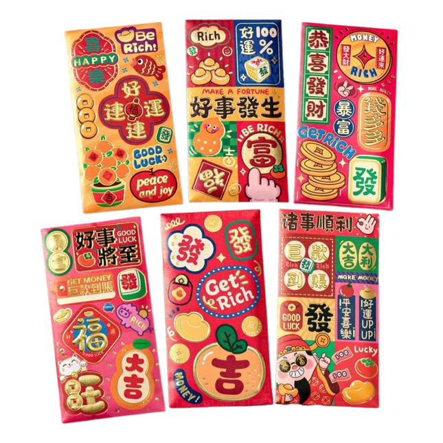 馬年利是封 (好運連連) 長形 9 x 17cm (長) (每套6款)