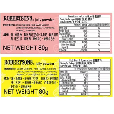 ROBERTSONS Jelly Powder Mix 80g【羅拔臣】什味啫喱粉 80g (味道隨機)