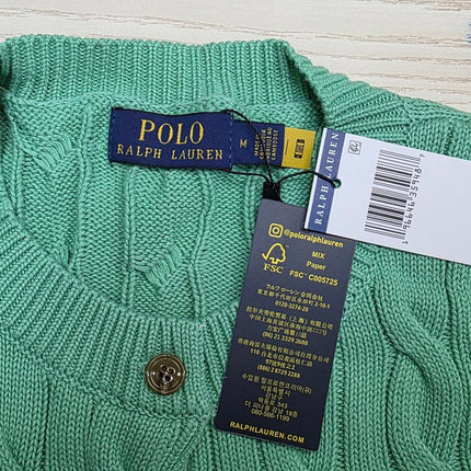 【RALPH LAUREN POLO】麻花刺繡針織開胸外套 (綠色)